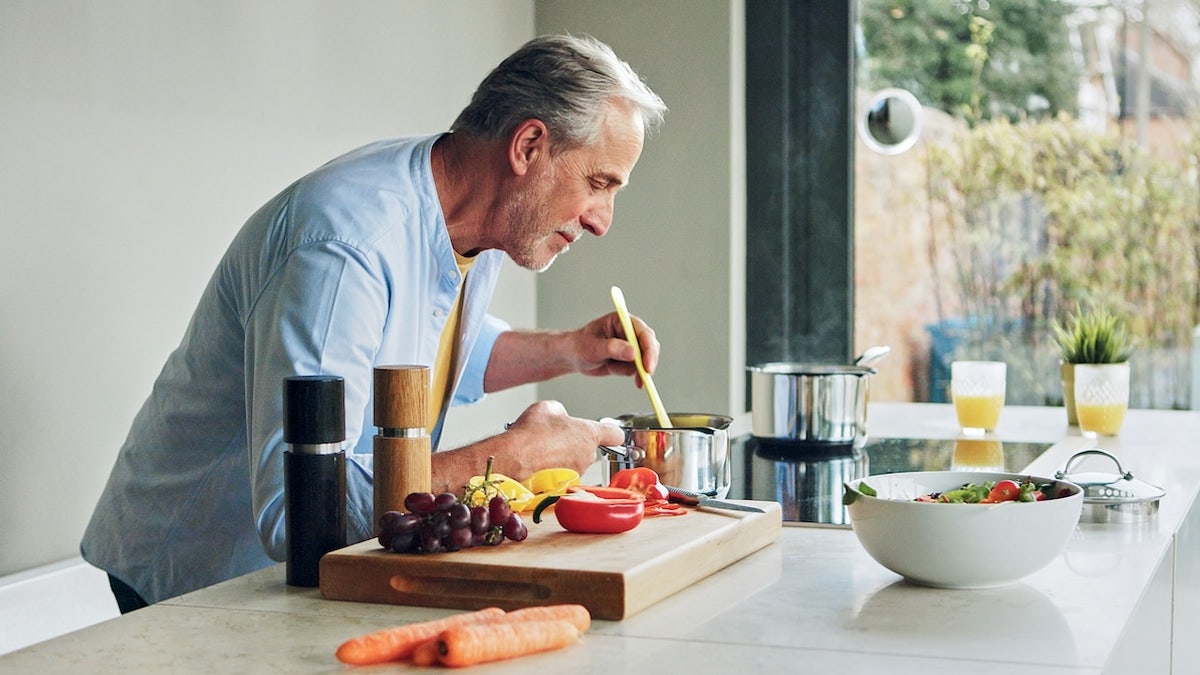 Man healthy cooking