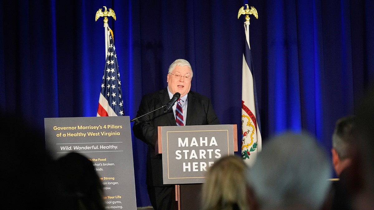 West Virginia Gov. Patrick Morrisey speaks at a joint event with HHS Secretary RFK Jr.