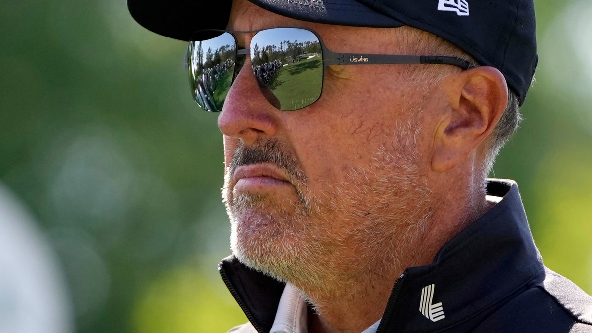 Phil Mickelson watches on the sixth hole during the first round at the Masters golf tournament, Thursday, April 10, 2025, in Augusta, Ga. (AP Photo/Julia Demaree Nikhinson)