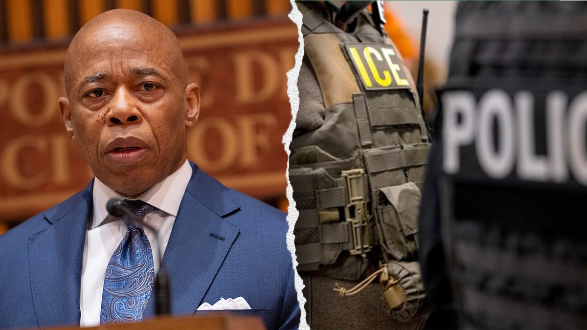 NYC Mayor Eric Adams and ICE officers