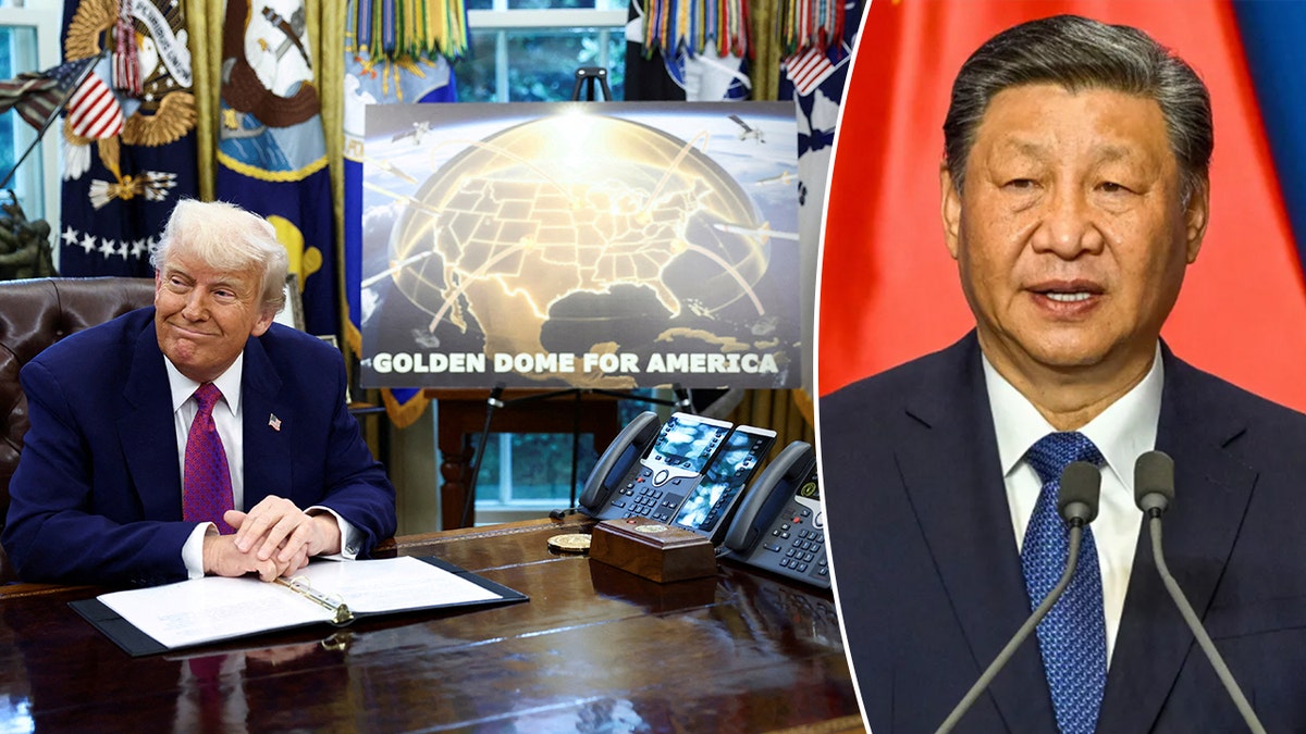 Trump, Golden Dome rendering and Xi photo split