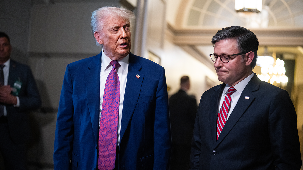 Trump talking to Speaker Johnson on Capitol Hill