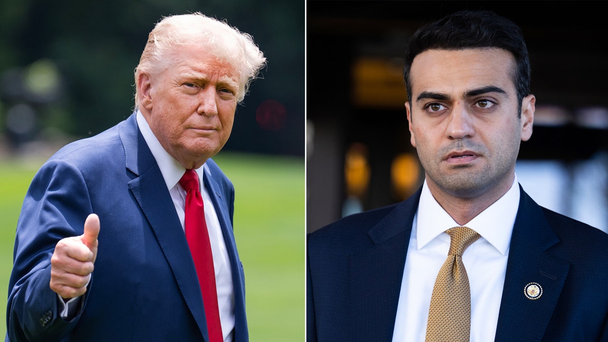 Left: President Donald Trump gives a thumbs up; Right: Rep. Abe Hamadeh