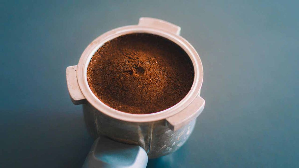 Coffee grounds from an espresso machine.