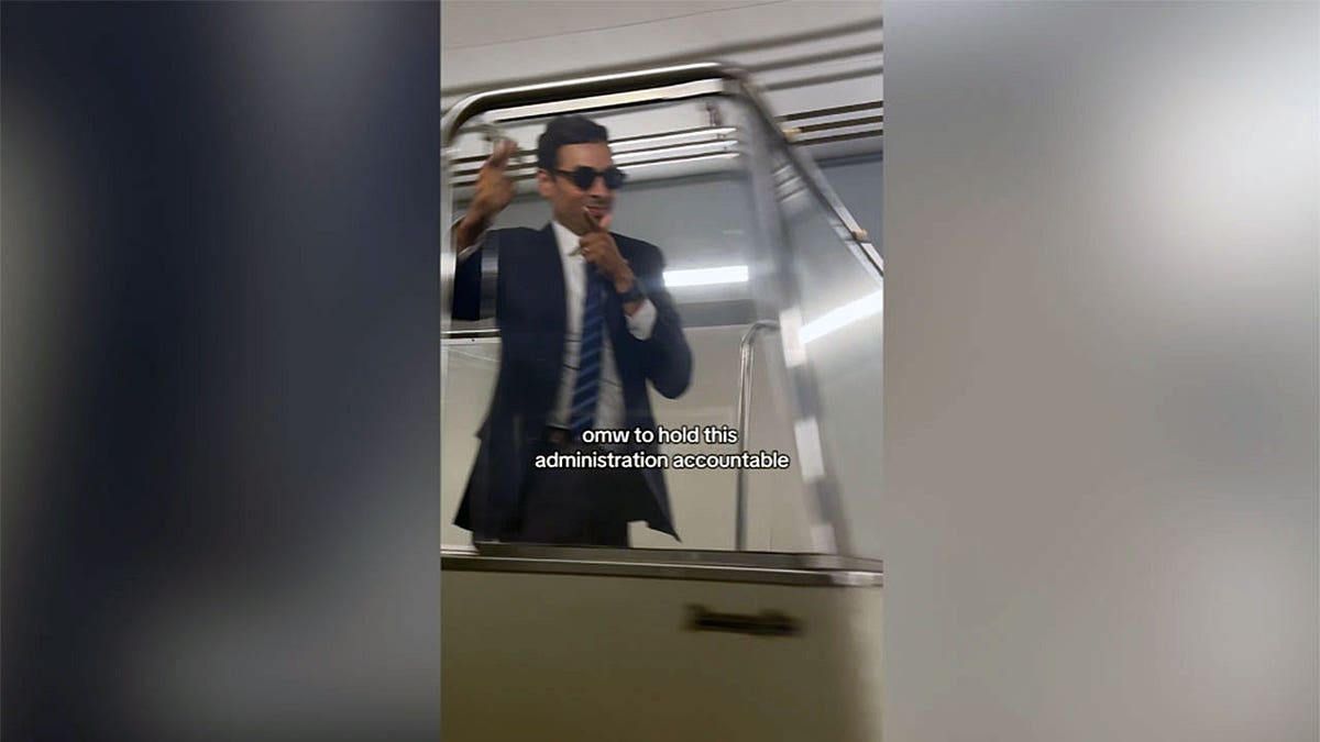 Rep. Suhas Subramanyam dancing on Capitol subway car in TikTok