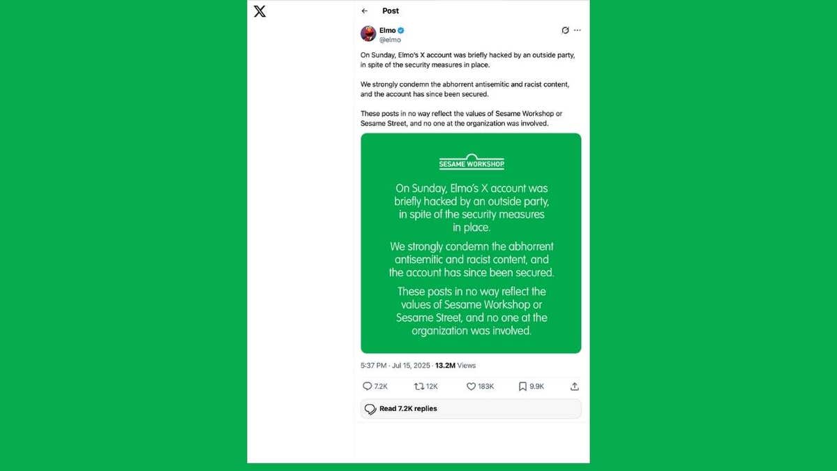 Statement after Elmo X account was hacked