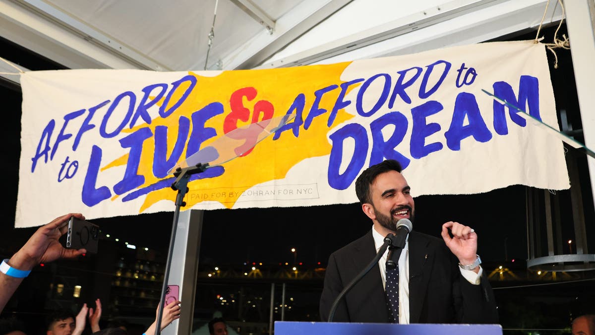 Zohran Mamdani delivers his victory speech in June 2025