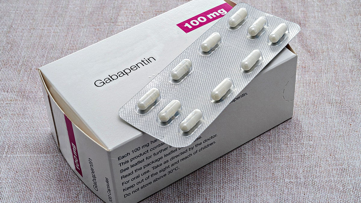 A box of generic Gabapentin pills. Gabapentin is a medication used to treat epilepsy, neuropathic pain, hot flashes, and restless legs syndrome: