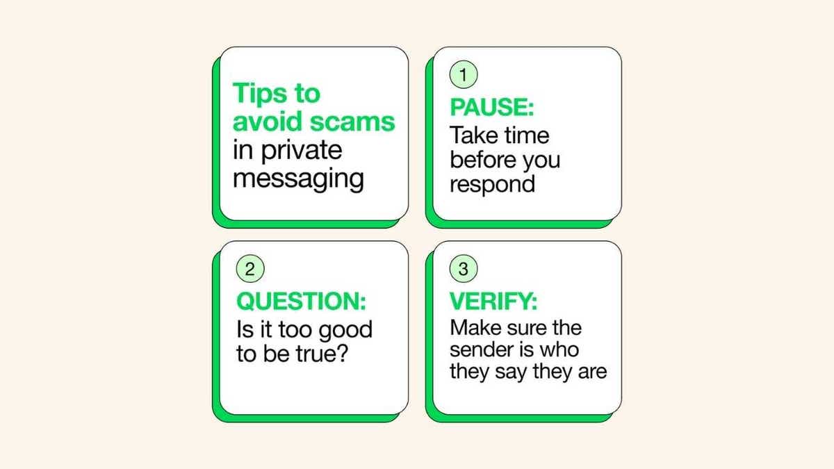 Illustration of new WhatsApp anti-scam safety feature ( WhatsApp)