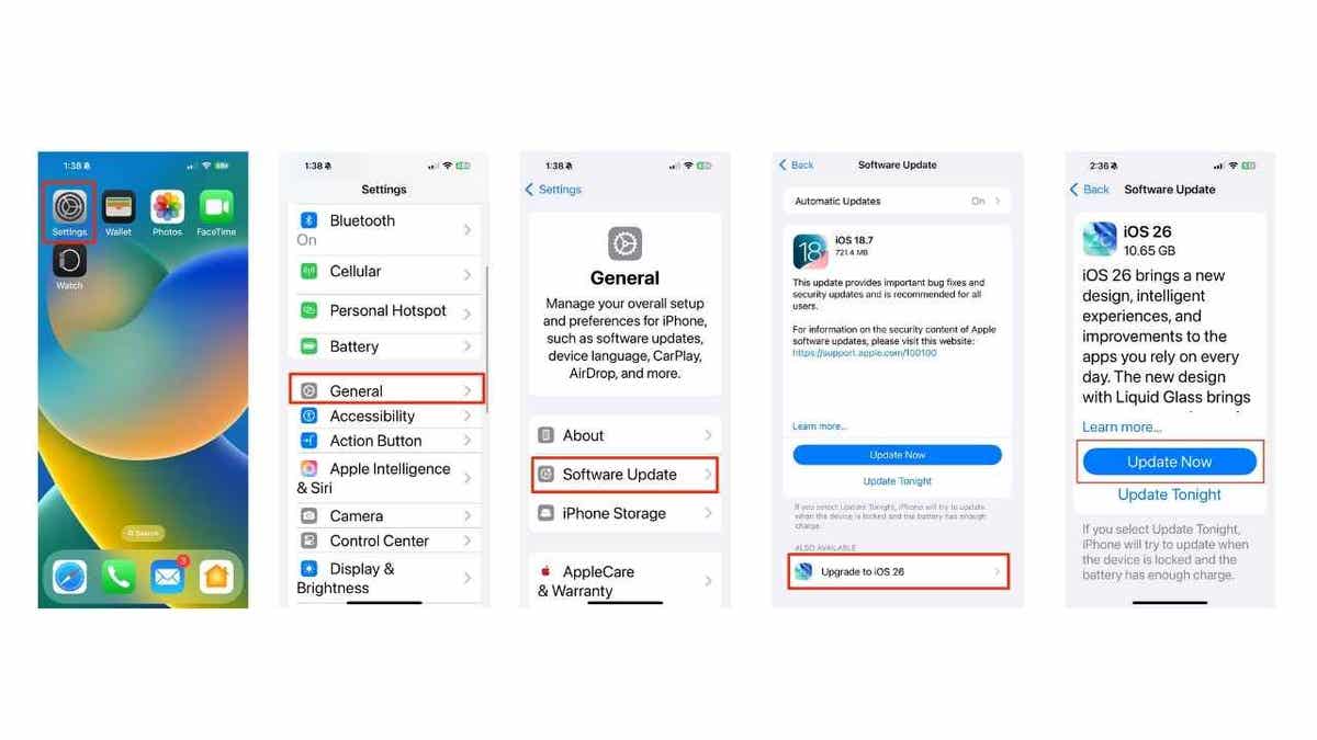 Steps to update iPhone with iOS 26