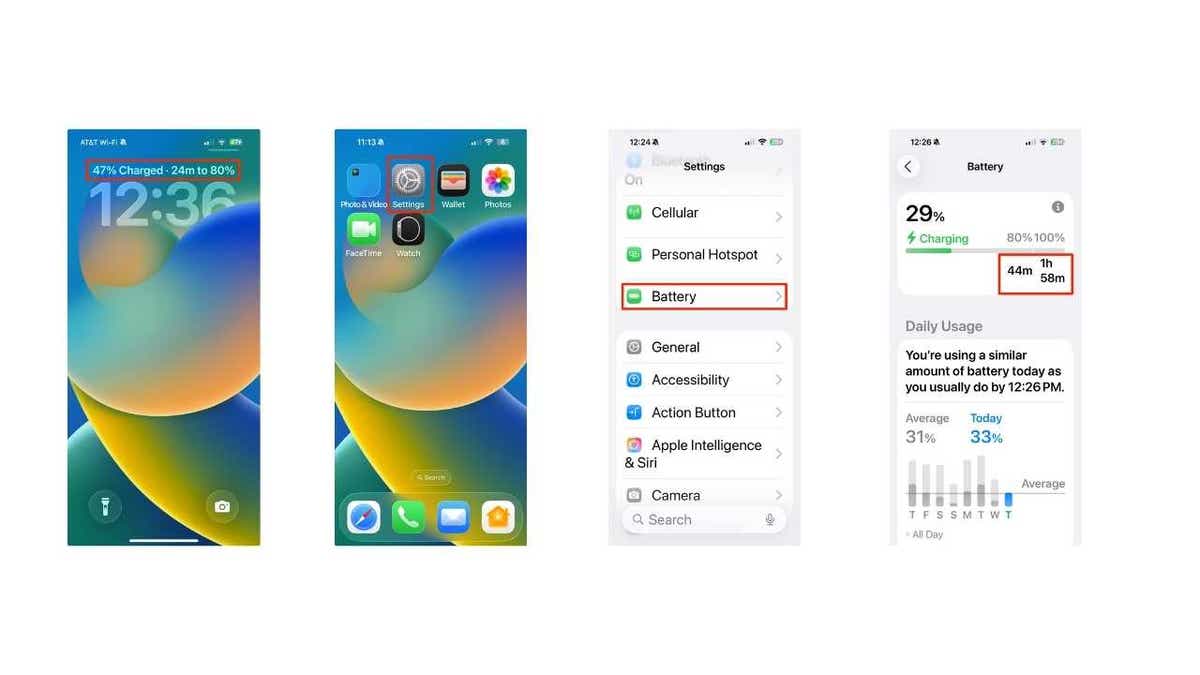 Steps to see estimated charging time