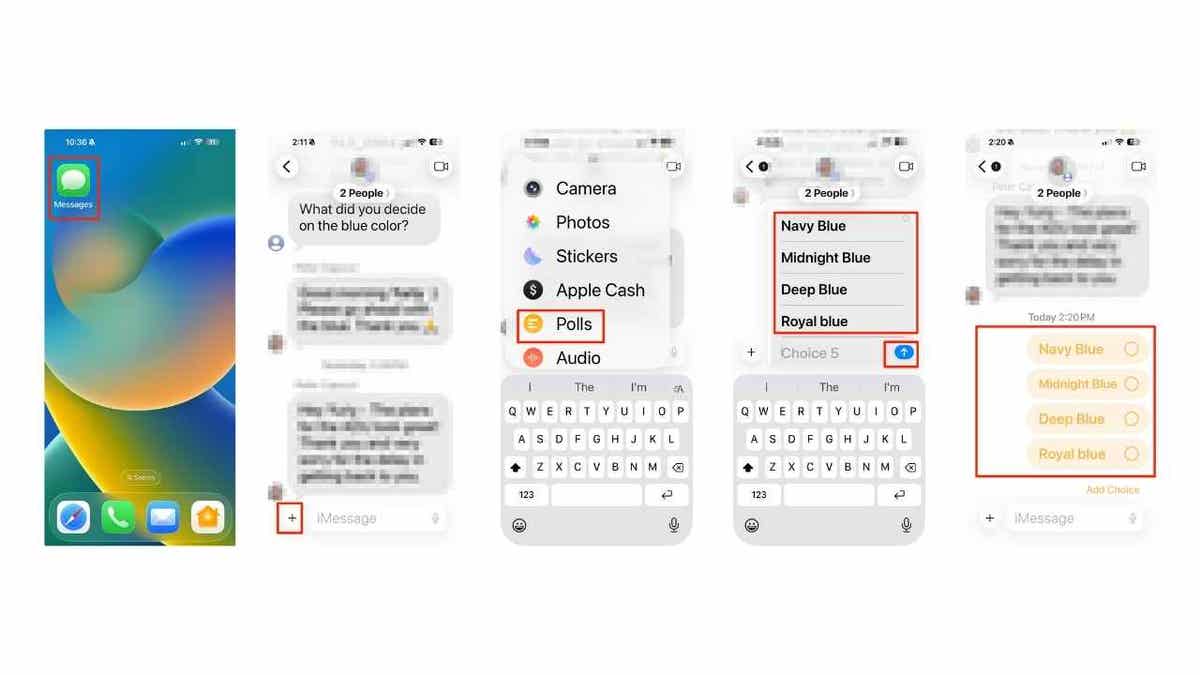Steps to create a poll in iMessage