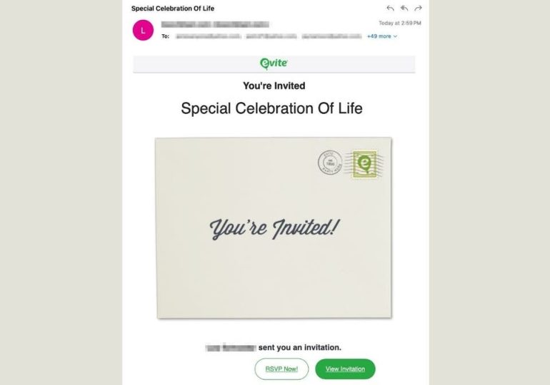 New Evite phishing scam uses emotional event invitations to target victims