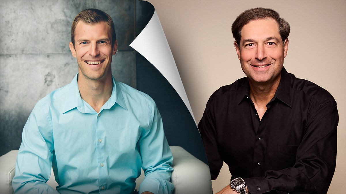 A split photo of Dr. Josh Axe and Jordan Rubin