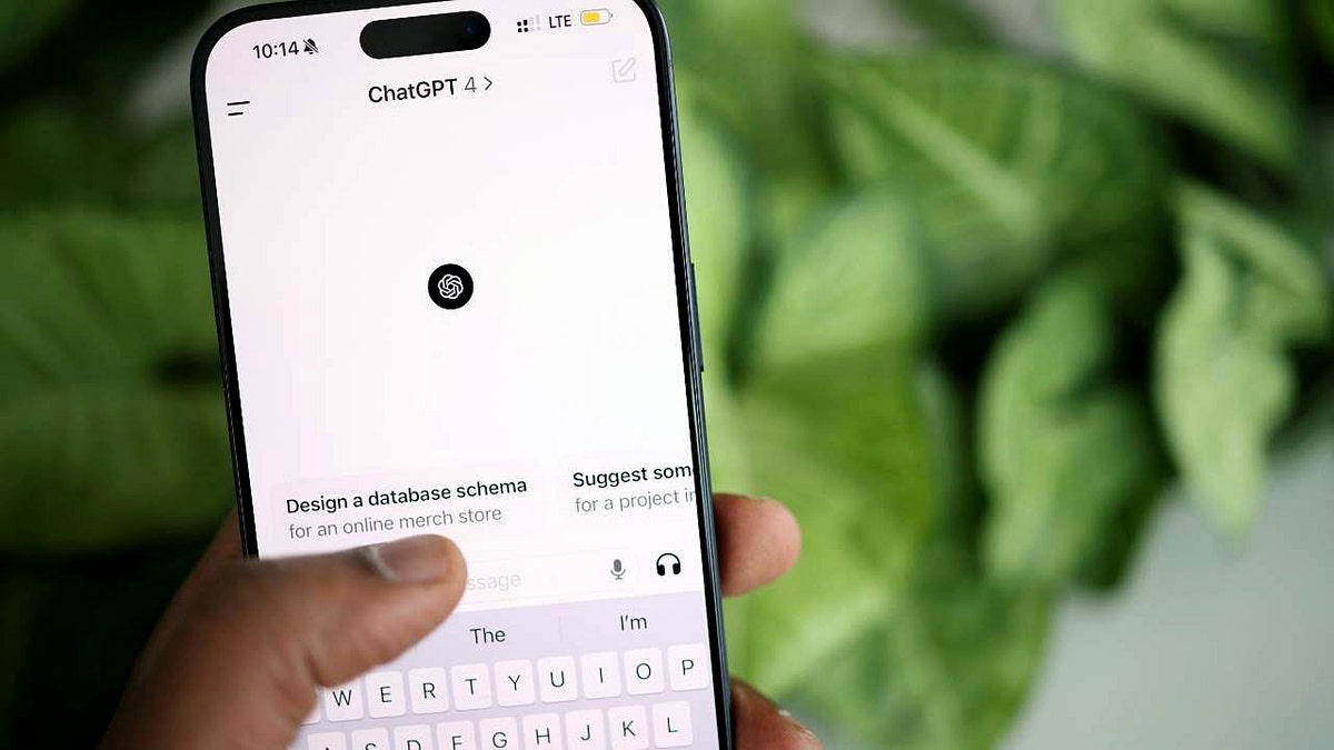 A smartphone displays the ChatGPT app.
