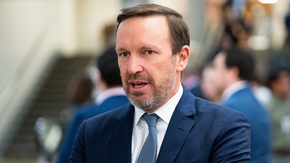 Sen. Chris Murphy, D-Conn., speaks to reporters.