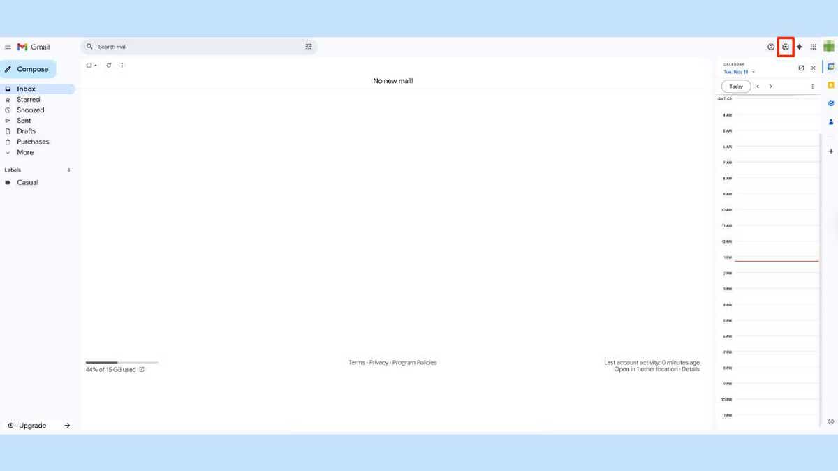 A screenshot of Google's account settings.