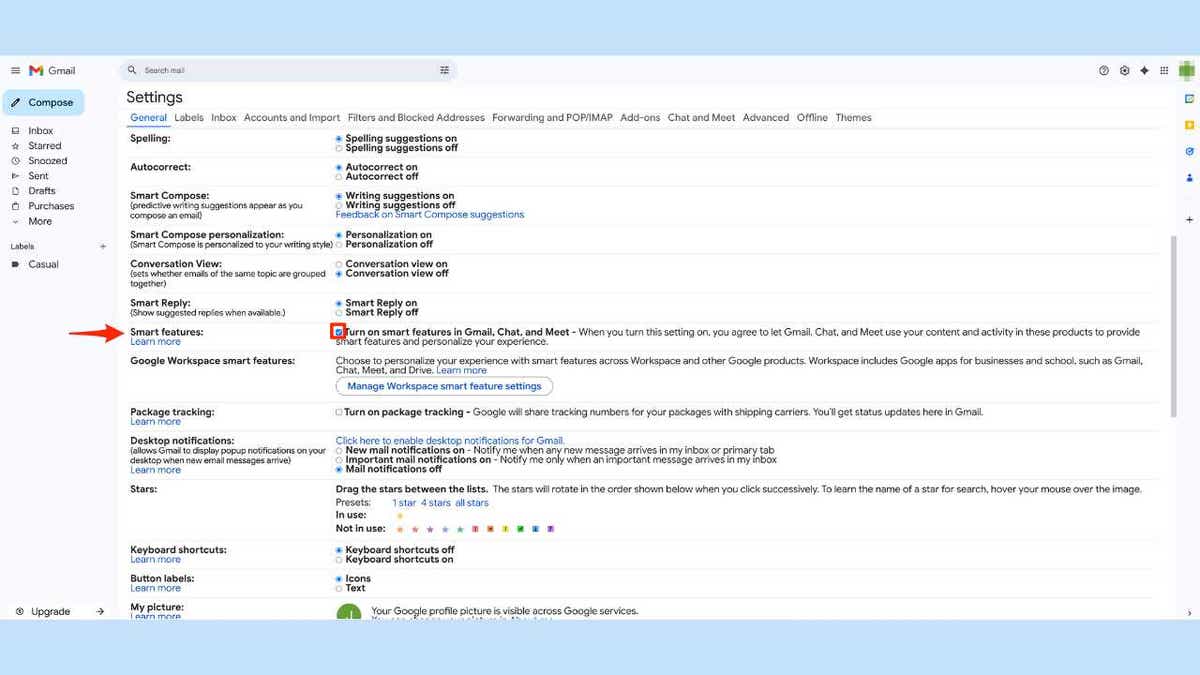 A screenshot of Google's account settings.