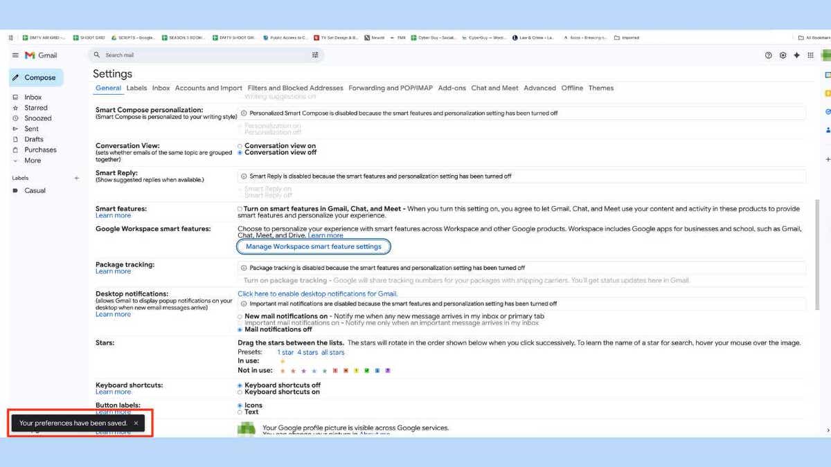 A screenshot of Google's account settings.