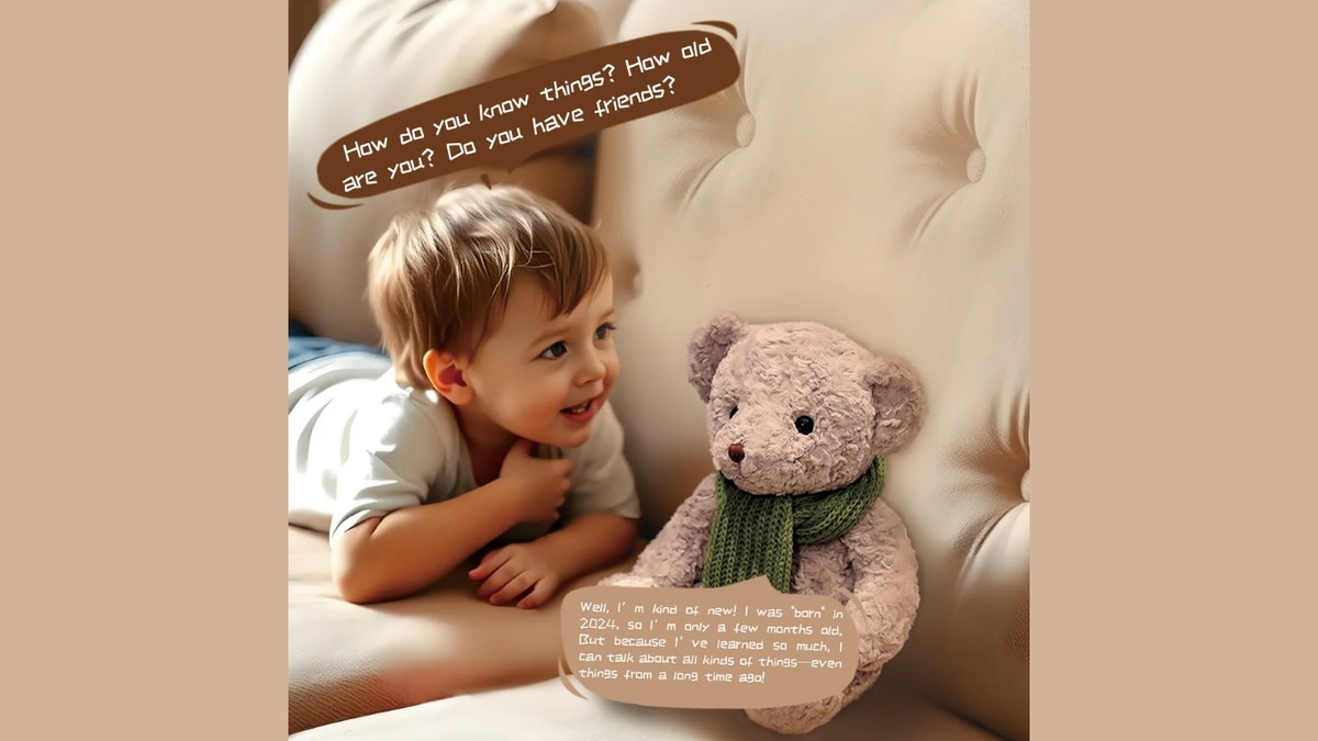 A child with the AI Teddy bear.