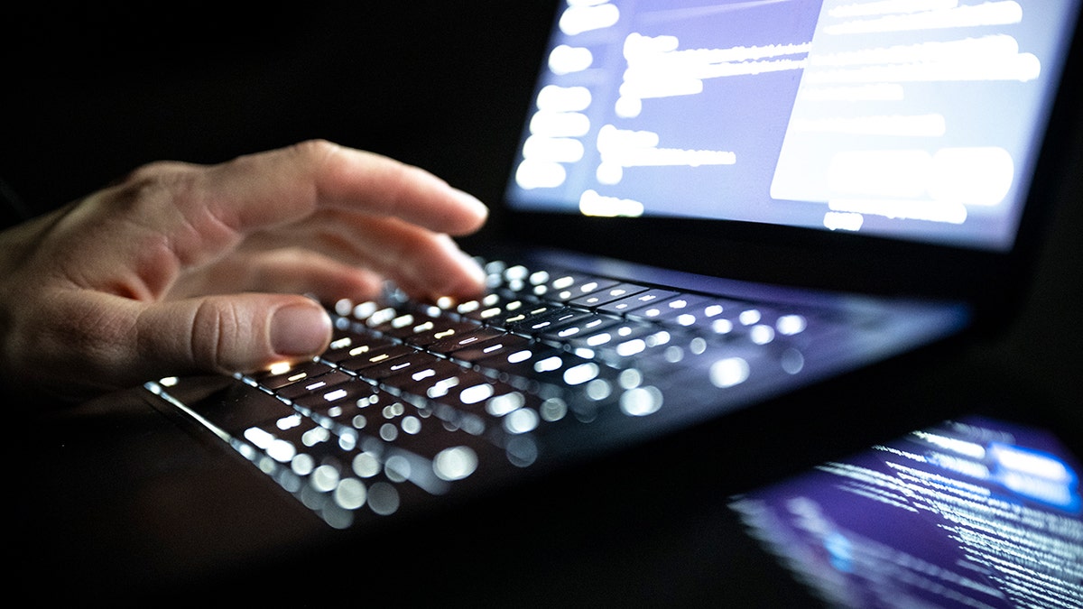 Hacker typing into a computer.