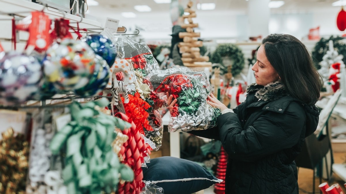 A woman is seen Christmas Shopping