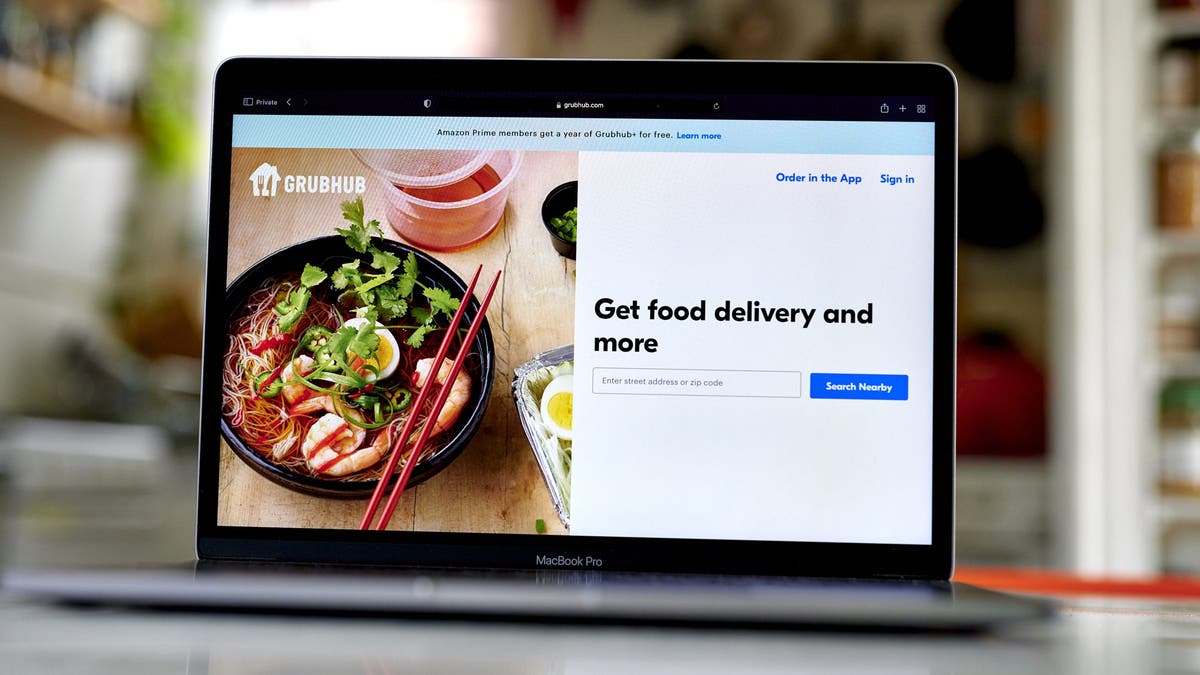 Laptop on the Grubhub site.