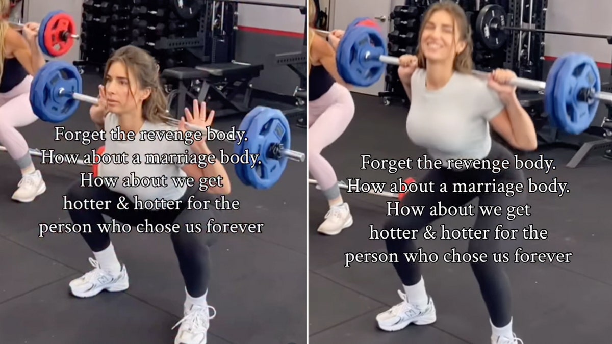 Jessie James Decker doing squats at the gym