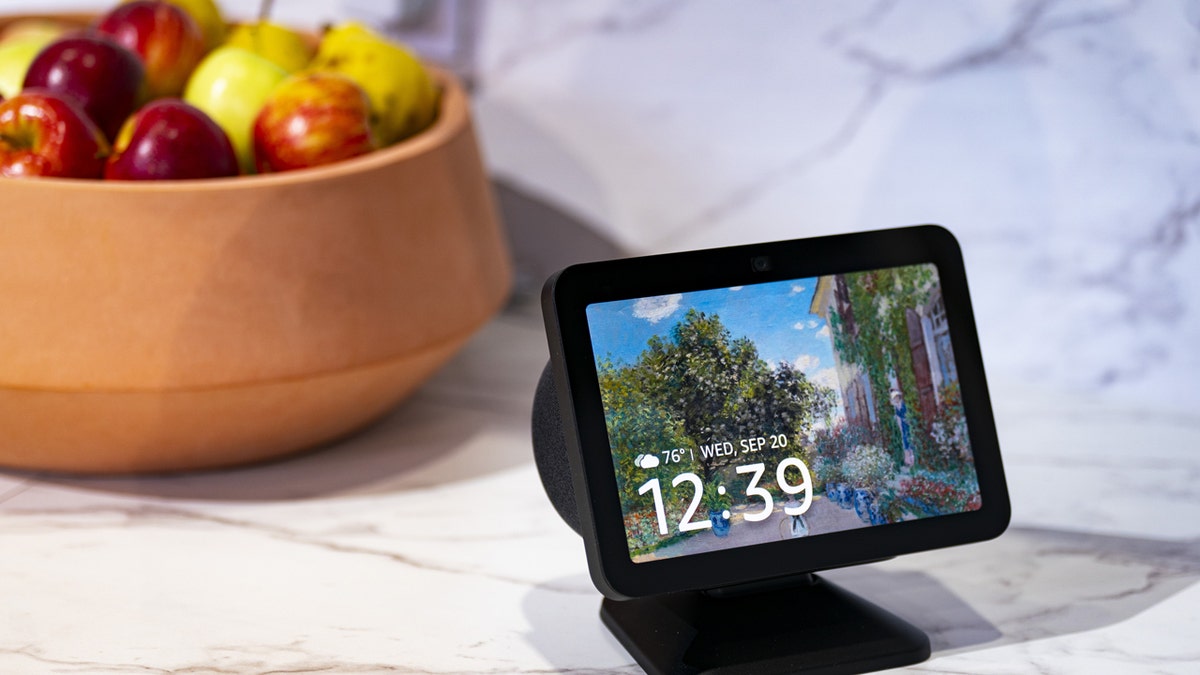 Amazon Echo Show 8 smart-home device on kitchen counter