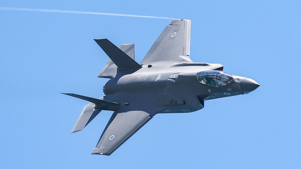 Israeli Air Force F-35 Lightning II fighter aircraft flying over Tel Aviv during air show